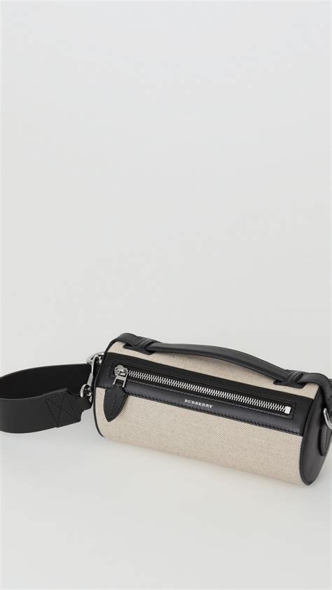 the cotton linen and leather barrel bag burberry|Burberry Limited.